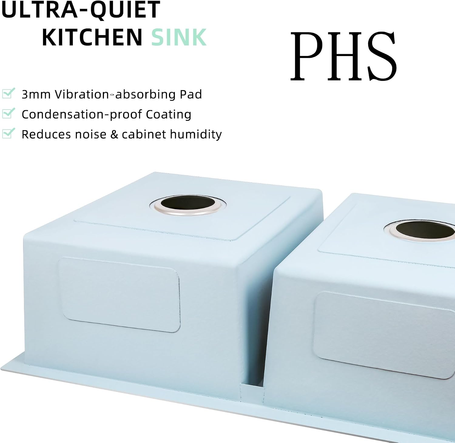 PHS 33 Inch Drop In Double Bowl Kitchen Sink 50/50-16 Gauge Stainless Steel Overmount Kitchen Sink 33x22 with Accessories, 9 Inch Deep Sinks with Brushed Finish