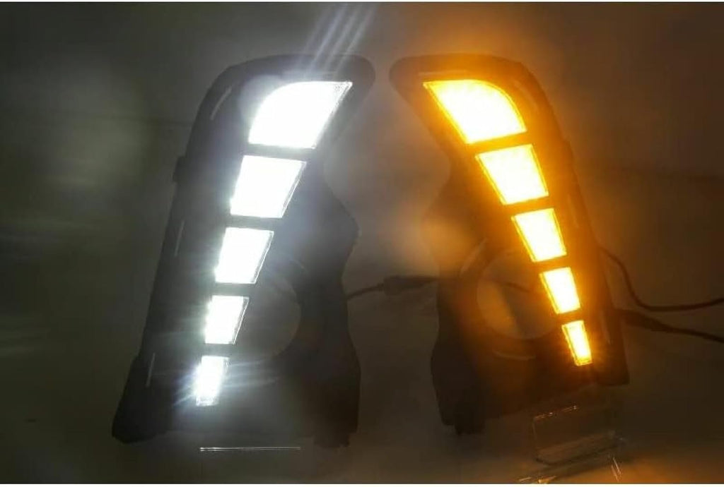Fog Lights 2Pcs DRL Daytime Running Lamp For Highlander 2017-2019 White Yellow Driving Indicator Lights Car Accessories