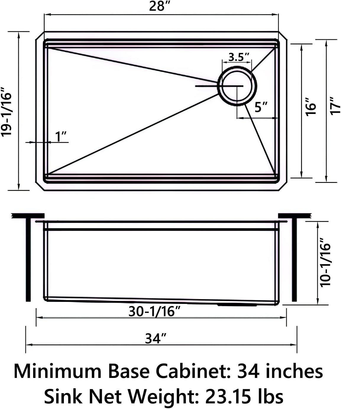 Sinber KSS0002S-OJ 30' x 19' x 10' Undermount Single Bowl Workstation Kitchen Sink with 16 Gauge 304 Stainless Steel Satin Finish 6 Accessories