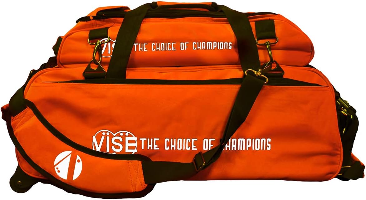 Vise Three Ball Tote Roller Bowling Bag with Shoe Pouch Orange