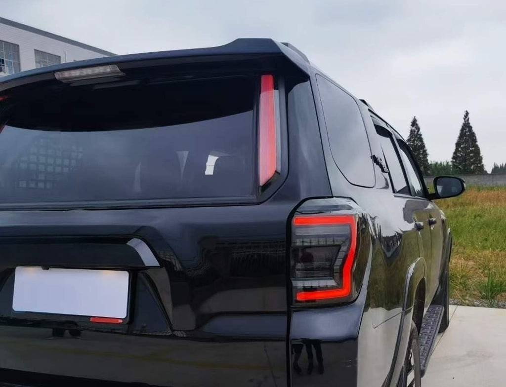 iJDMTOY Smoked Lens Full LED Rear Window Pillar Vertical Fit Tail/Brake Light Bar Kit Compatible With 2010-2024 Toyota 4Runner, Replace OEM LH/RH Rear Windshield Outside Liftgate Molding Trims