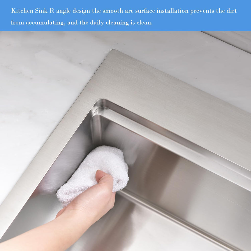 33 Inch Drop In Kitchen Sink Workstation - 33 x 22 Inch Drop In Sinks 16 Gage Stainless Steel Topmount Sinks Single Bowl 10'' Deep Handmade Above the Counter sink with Cutting Board& Strainer