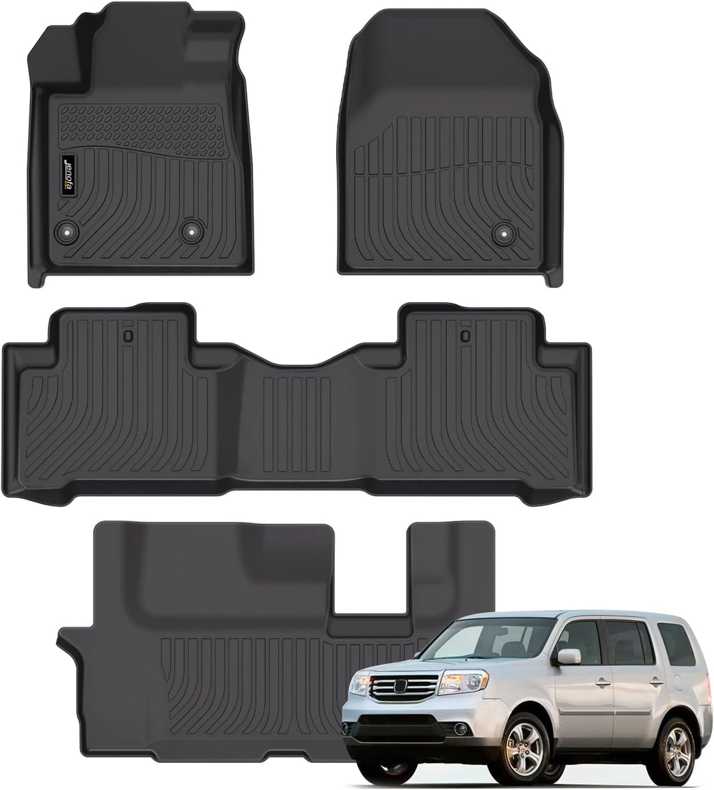Jenofa-Floor Mats for Honda Pilot 2009-2015 Floor Liner Waterproof All Weather Car Mats for Honda Pilot Durable Custom Fit Accessories Black