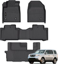 Jenofa-Floor Mats for Honda Pilot 2009-2015 Floor Liner Waterproof All Weather Car Mats for Honda Pilot Durable Custom Fit Accessories Black