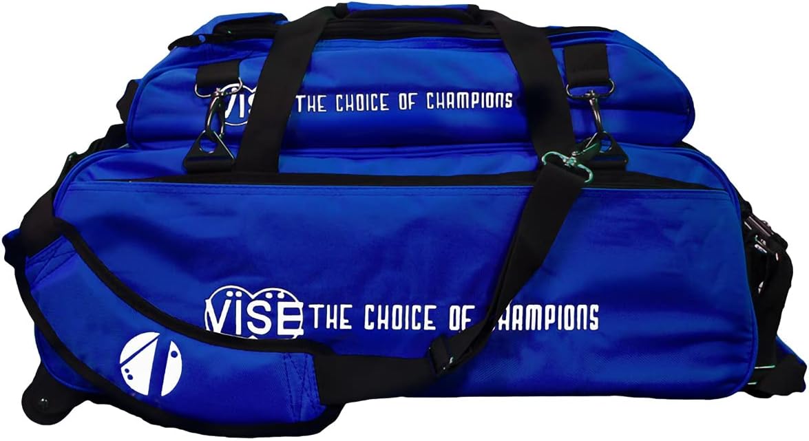 Vise Three Ball Tote Roller Bowling Bag with Shoe Pouch Blue