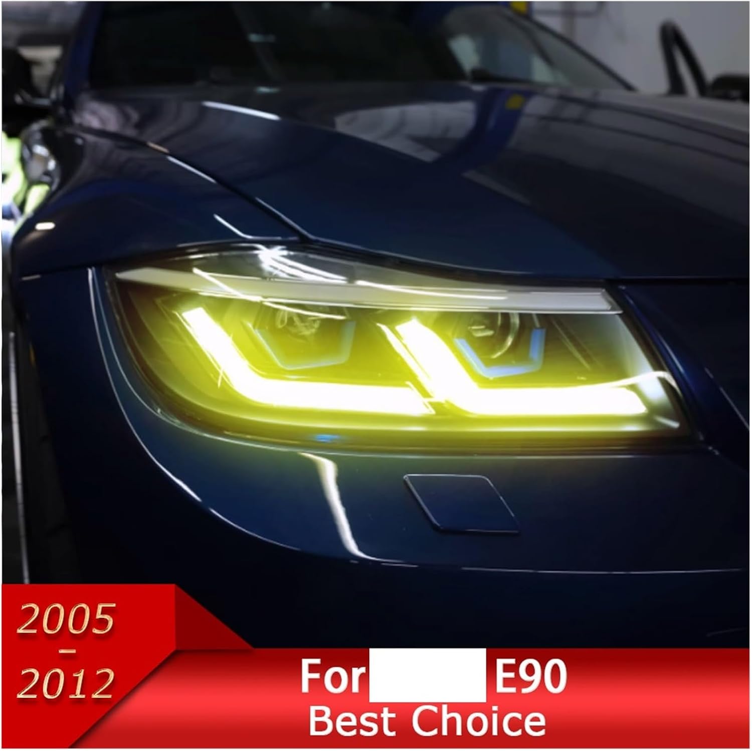 Car Lights Compatible With BMW E90 3 Series 2005-2012 LED Auto Headlight Assembly 318i 320i 325i Upgrade Laser Kit Design Tool Accessories(For 09-12 Halogen,LHD)