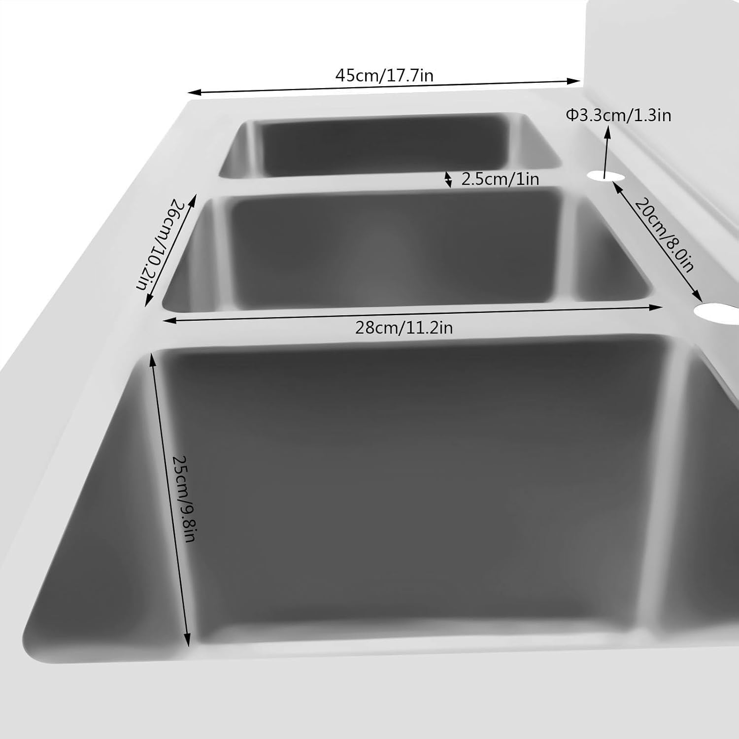 3 Compartment Commercial Stainless Steel Utility Sink Free Standing Sink Kitchen Sink with 3 Drains, 39x17.7x37.4' (3 Bowl)