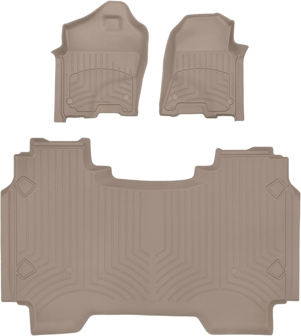 WeatherTech FloorLiner HP Custom Fit Floor Mats for Dodge Ram Truck 1500, Ram 1500 1st & 2nd Row (451428-1-2IM), Tan