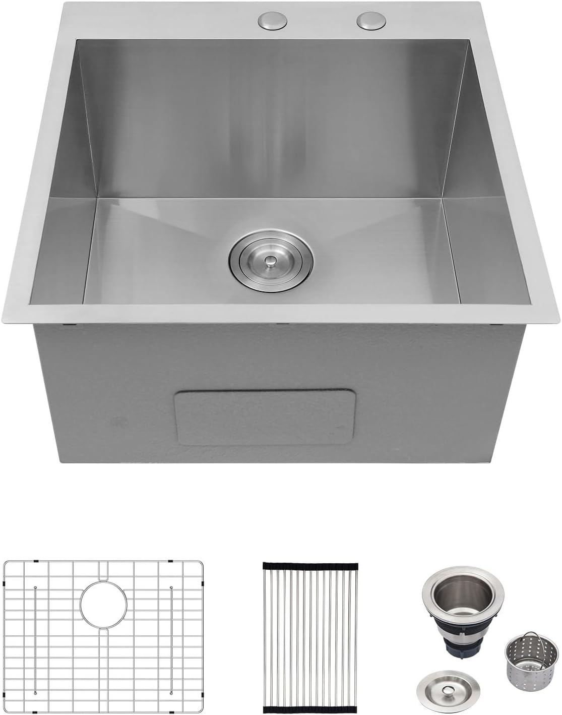 Logmey 22x22 Drop in Laundry Sink 22 Inch Laundry Room 12' Deep Sinks Handmade 16 Gauge Heavy Duty Stainless Steel Large Capacity Utility Washing Tub for Home & Commercial Use