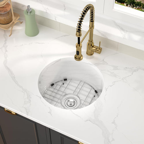 18 Undermount Bar Sink 18 x18 Inch Round bar Sinks Under Counter Sinks Whit Ceramic Bar Sink With Overflow