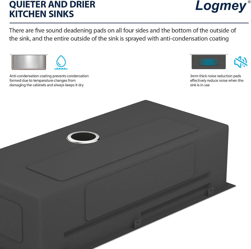 Logmey 30' Smart Dual Waterfall Sink with Digital Display,Water Purifier,Nano PVD Drop in Kitchen Sink with Faucet,16 Gauge Stainless Steel Sinks with Temperature Control Knob,5 Buttons,30x19x9