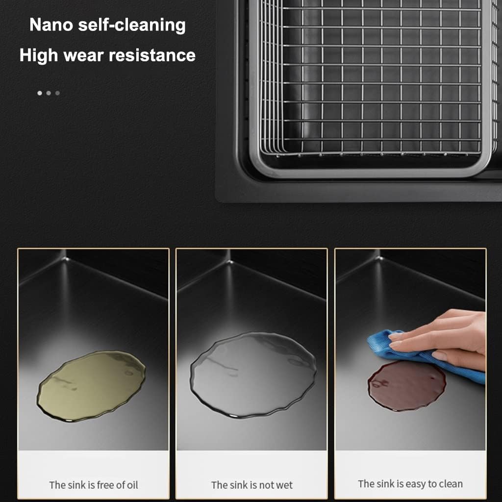Kitchen Sink Single Bowl Bar Prep Black Nano Stainless Steel Kitchen Balcony Restaurant Sink Drop in Or Undermount with Drain Assembly (Color : Black, Size : 78x48x22cm) (Black 78x48x22cm)