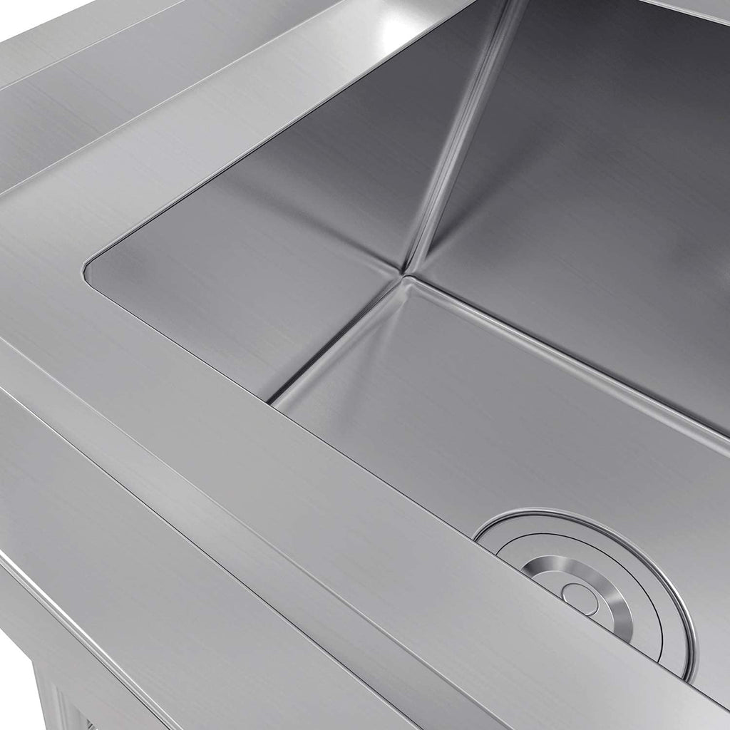 Bonnlo 3-Compartment NSF 304 Stainless Steel Utility Sink Commercial Grade Laundry Tub Culinary Sink for Outdoor Indoor, Garage, Restaurant, Kitchen, Laundry/Utility Room - 39' W x 18' D x 40.2' H