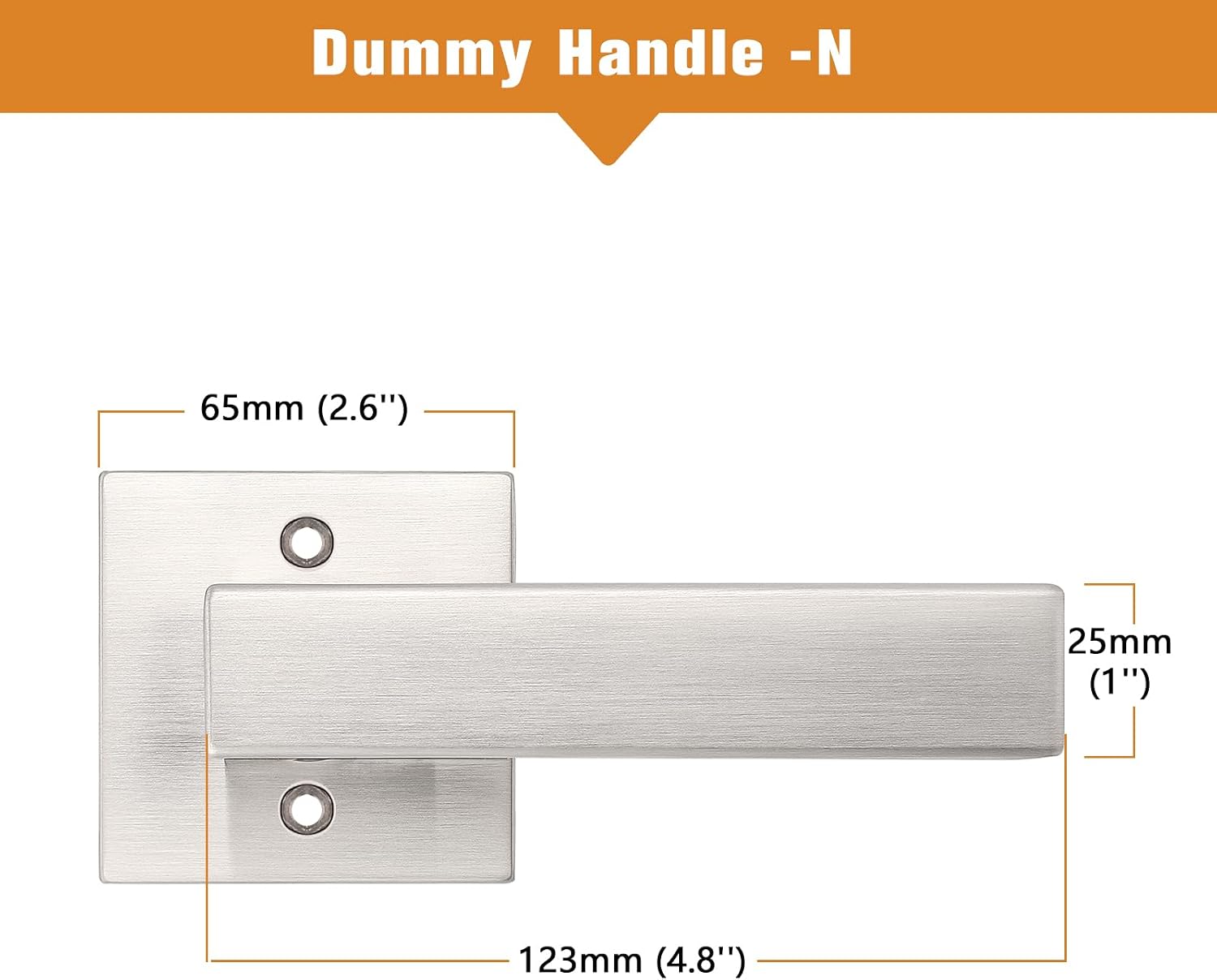 Probrico Interior Half Dummy Non-Turning Door Handles, Brushed Nickel Single Side 10 Pack Square Door Levers(Exposed Screws)