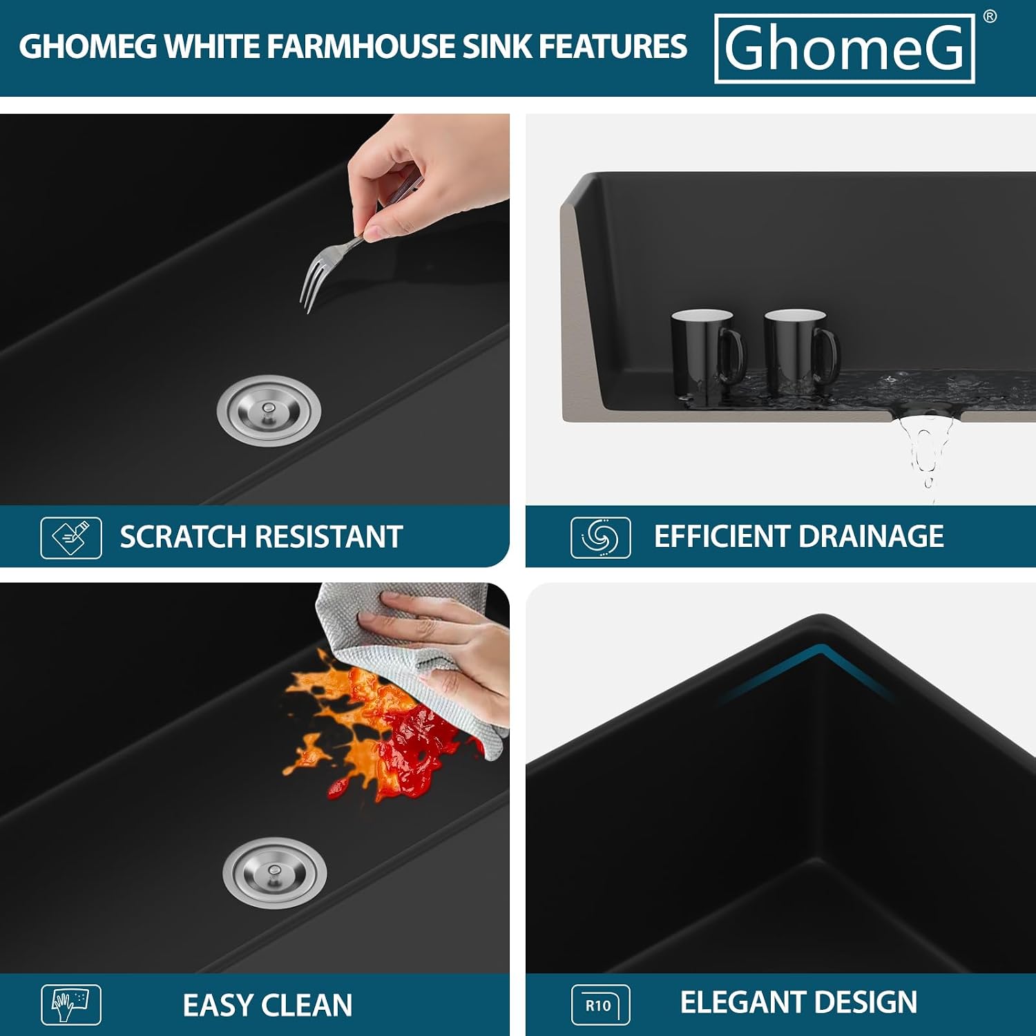 Black Farmhouse Sink Workstation 33x20 Kitchen Sink 33 Inch Black Fireclay Porcelain Apron Front Kitchen Sinks Single Bowl 10 Inch Deep Ceramic Farm Sinks