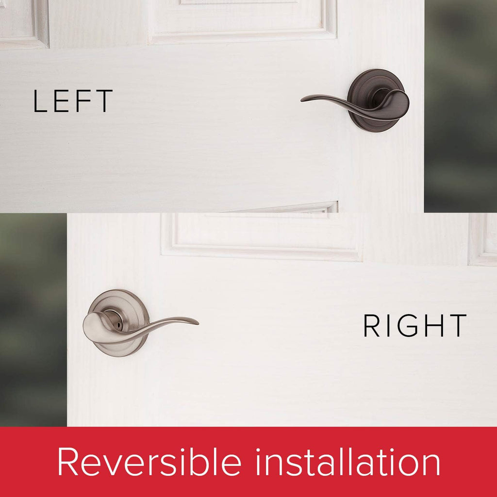 Kwikset Avalon Front Door Handle No Lock, Entry Handleset Exterior with Interior Reversible Handed Lever, Non-Locking, Venetian Bronze, Deadbolt Not Included, with Microban Protection (Pack of 2)