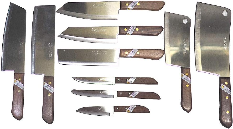 GIVEORBUY SellerGiveOrBuy Set of 10 Kitchen Chef's Knives Kiwi Thailand Brand ship from