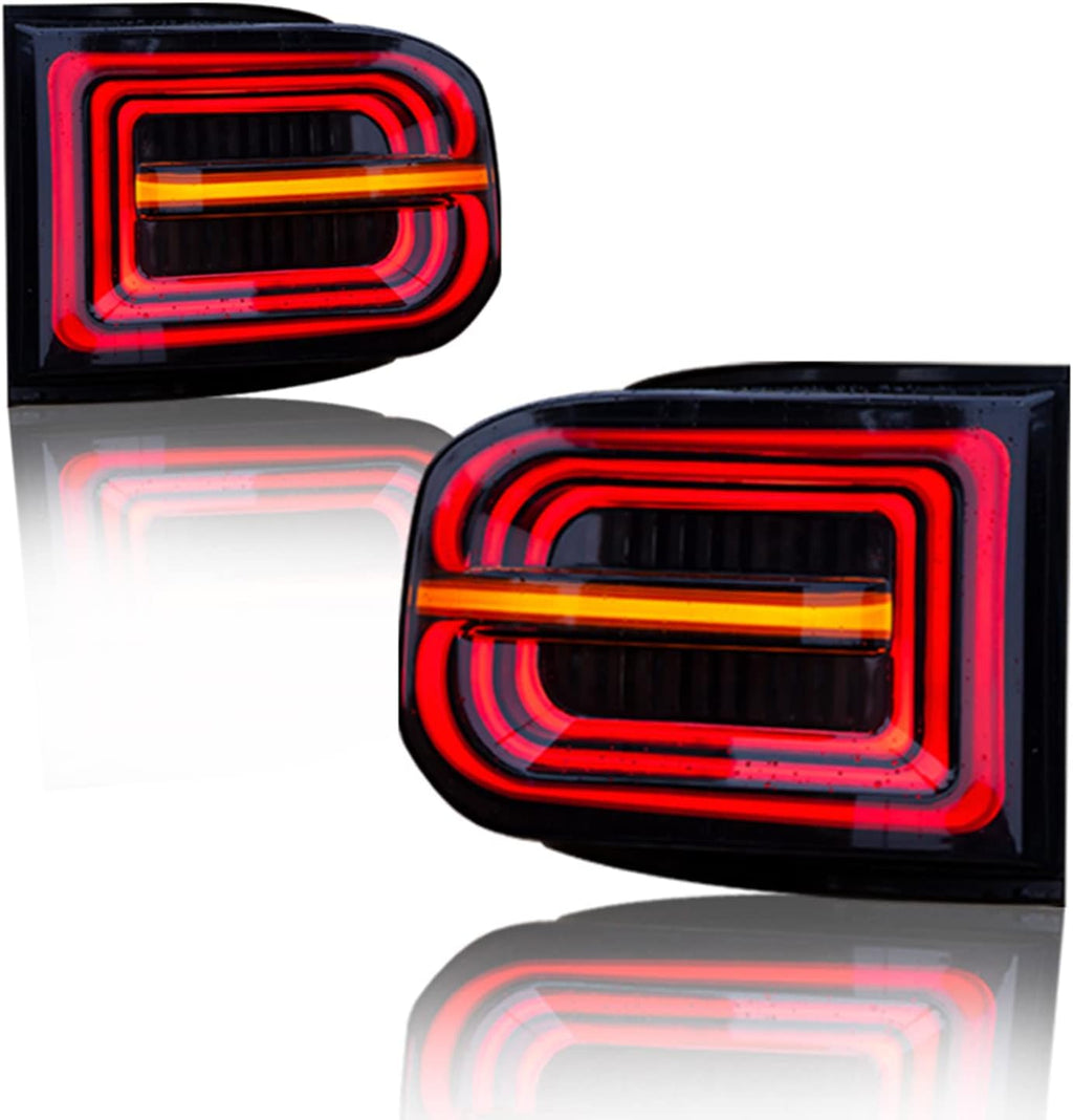 Tail Lights for Toyota FJ Cruiser 2007-2017 LED DRL Car Taillights Assembly Signal Auto Accessories Modified Lamp Start-up Animation Sequential Indicator Rear Lamp Assembly (Black)