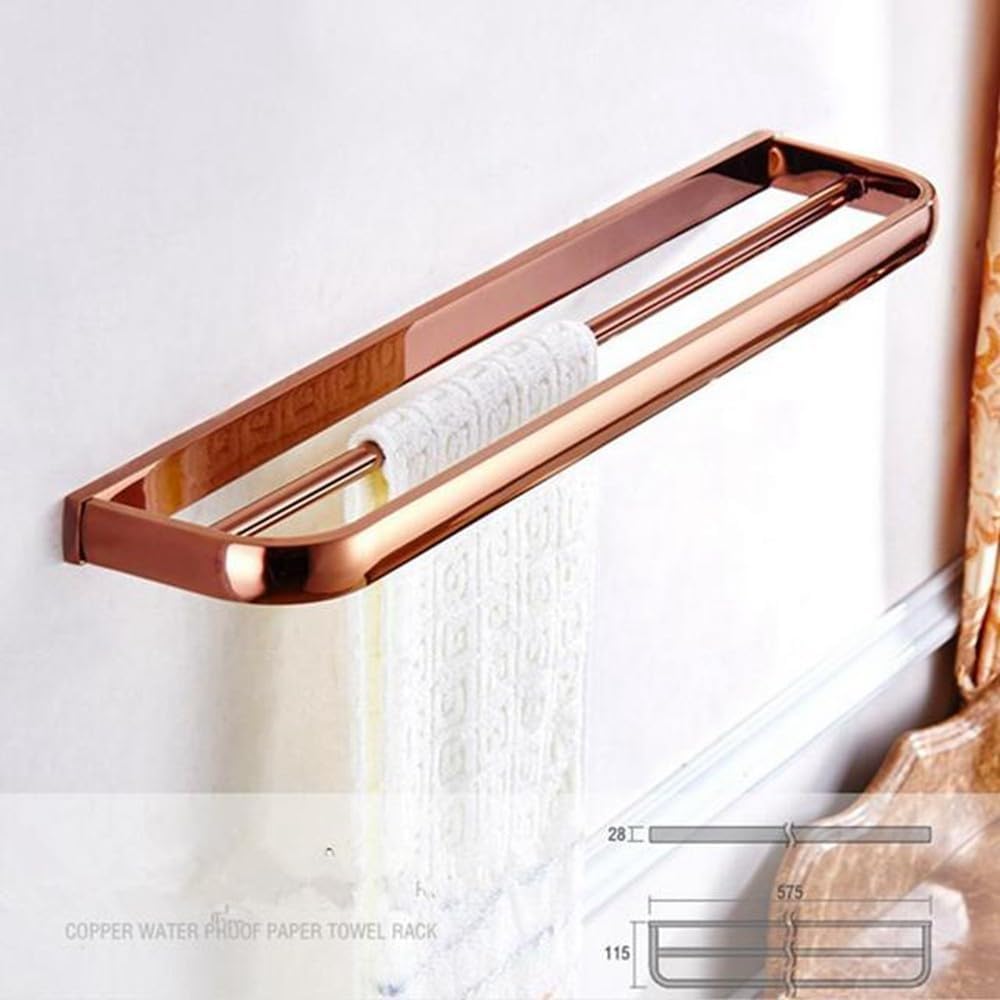 Biggers Luxury Rose Gold Copper Bathroom Accessories Set Paper Holder Towel bar soap Dish Tumbler Holder,Double bar