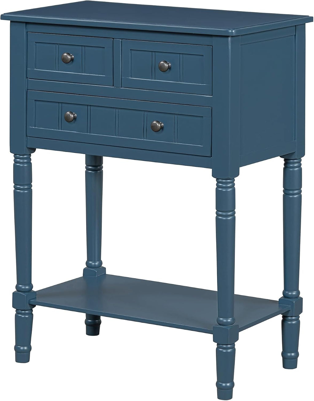 Knocbel Slim Antique Entry Console Table with 3 Drawers & Bottom Open Shelf, Solid Wood Narrow Sofa Couch Table for Entryway Hallway Living Room 23.7' W x 13' D x 31.4' H Navy Blue