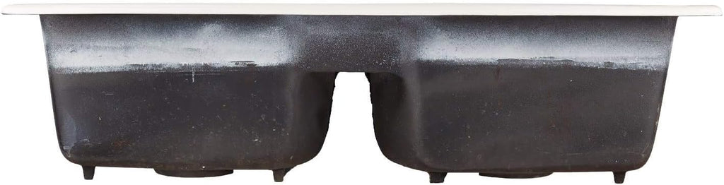 Signature Hardware 424857 Selkirk 43' Drop In Double Basin Cast Iron Kitchen Sink with 4 Faucet Holes at 8' Centers
