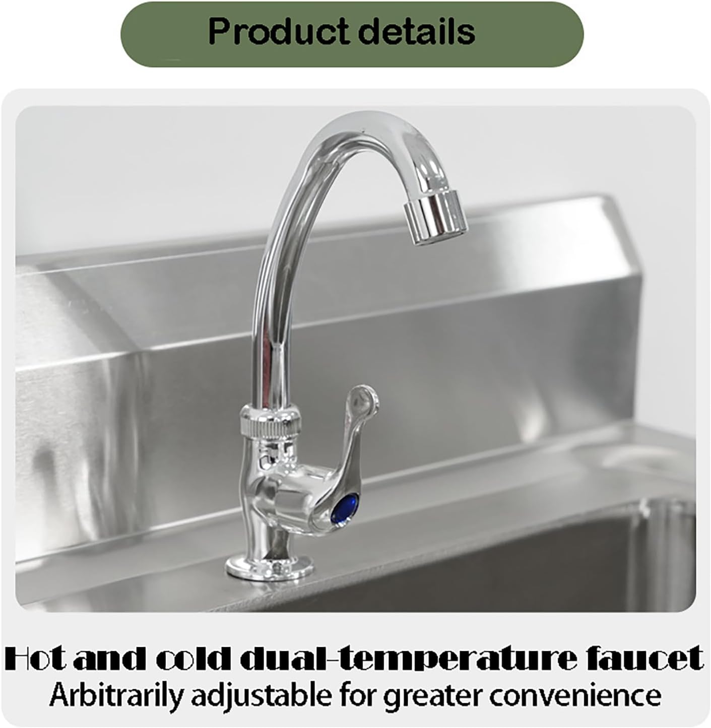 Free Standing Stainless-Steel Single Bowl Restaurant Kitchen Sink Set W/Hot And Cold Water Faucets Commercial Utility Sink,Commerical, Outdoor, Garage, Laundry Room Use,Single sink,50 * 50