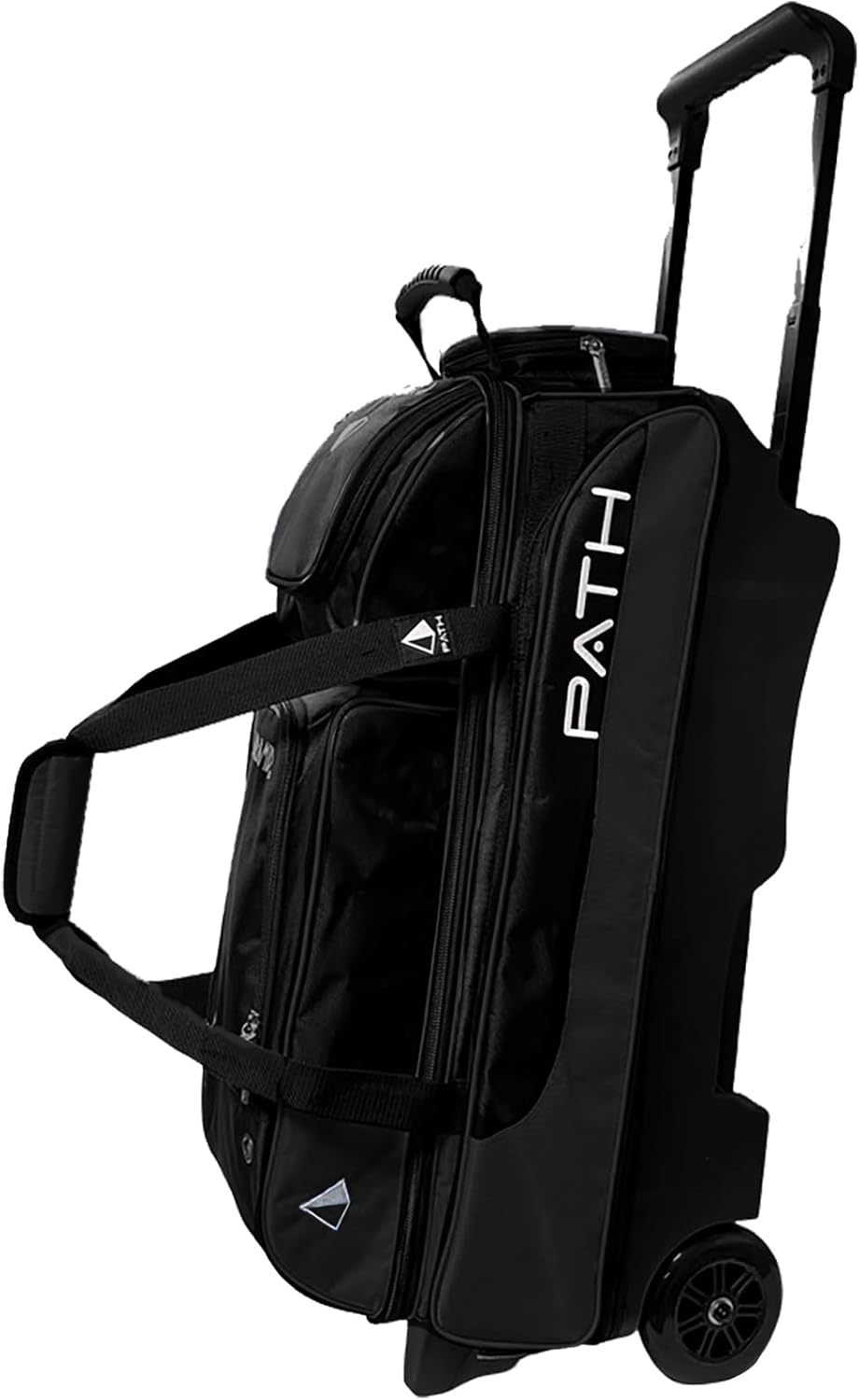 Pyramid Path Triple Premium Deluxe Roller Bowling Bag With Extra Large Separate Shoe Compartment (Up To US Mens Size 16) and 5 Accessory Pockets, 5' Wheels, Retractable Locking Handle - Extends to 42'