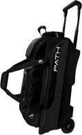Pyramid Path Triple Premium Deluxe Roller Bowling Bag With Extra Large Separate Shoe Compartment (Up To US Mens Size 16) and 5 Accessory Pockets, 5' Wheels, Retractable Locking Handle - Extends to 42'