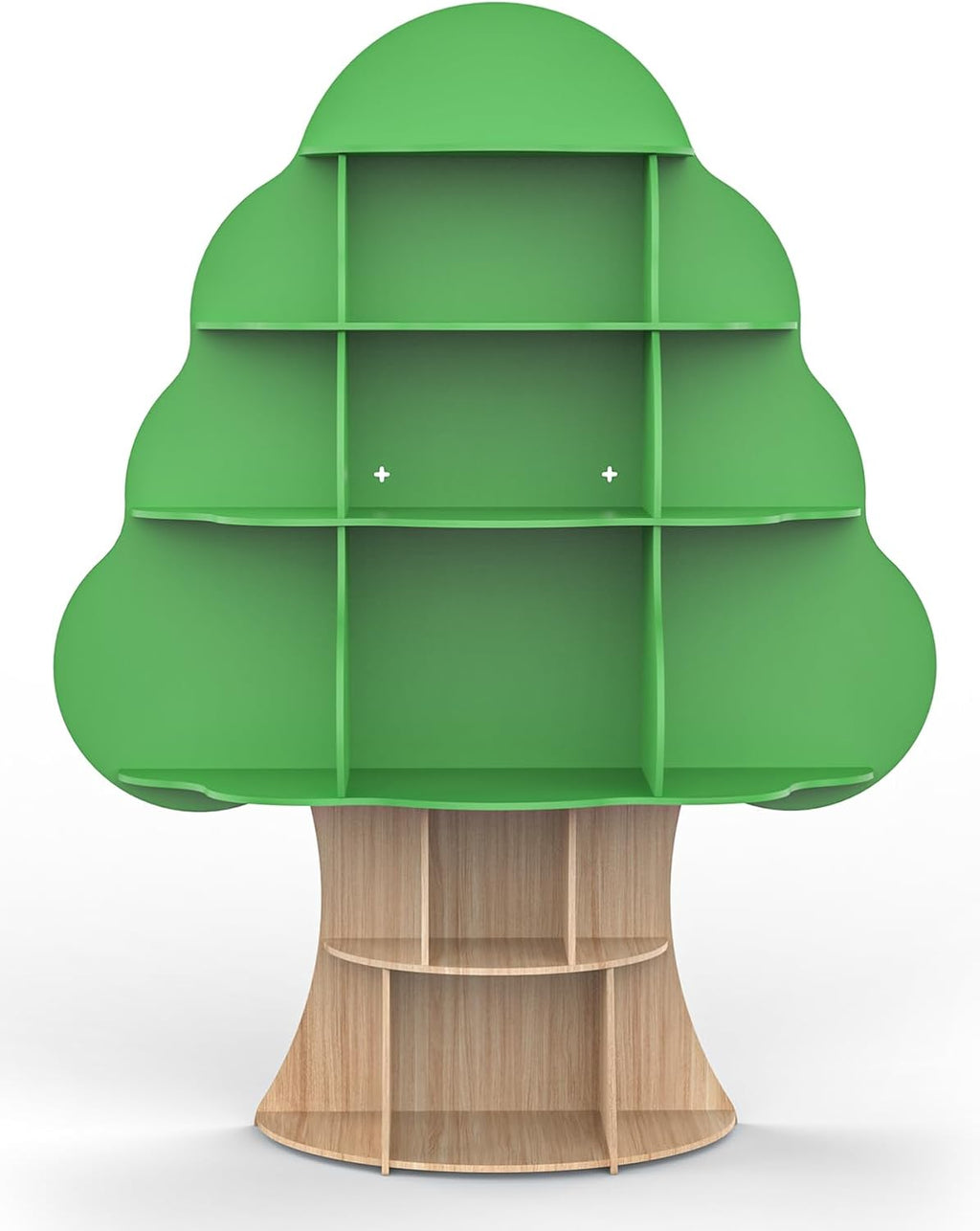 Bear Qiaqia Tree Kids Bookshelf, Toddler Wood Bookcase, 16-Cubby Children Toy Storage Organizer Book Shelf for Kids Rooms, Nursery, Bedroom, Living Room, Classroom, Boy Girl's Gift (Green Tree)