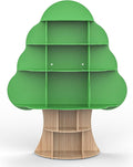 Bear Qiaqia Tree Kids Bookshelf, Toddler Wood Bookcase, 16-Cubby Children Toy Storage Organizer Book Shelf for Kids Rooms, Nursery, Bedroom, Living Room, Classroom, Boy Girl's Gift (Green Tree)