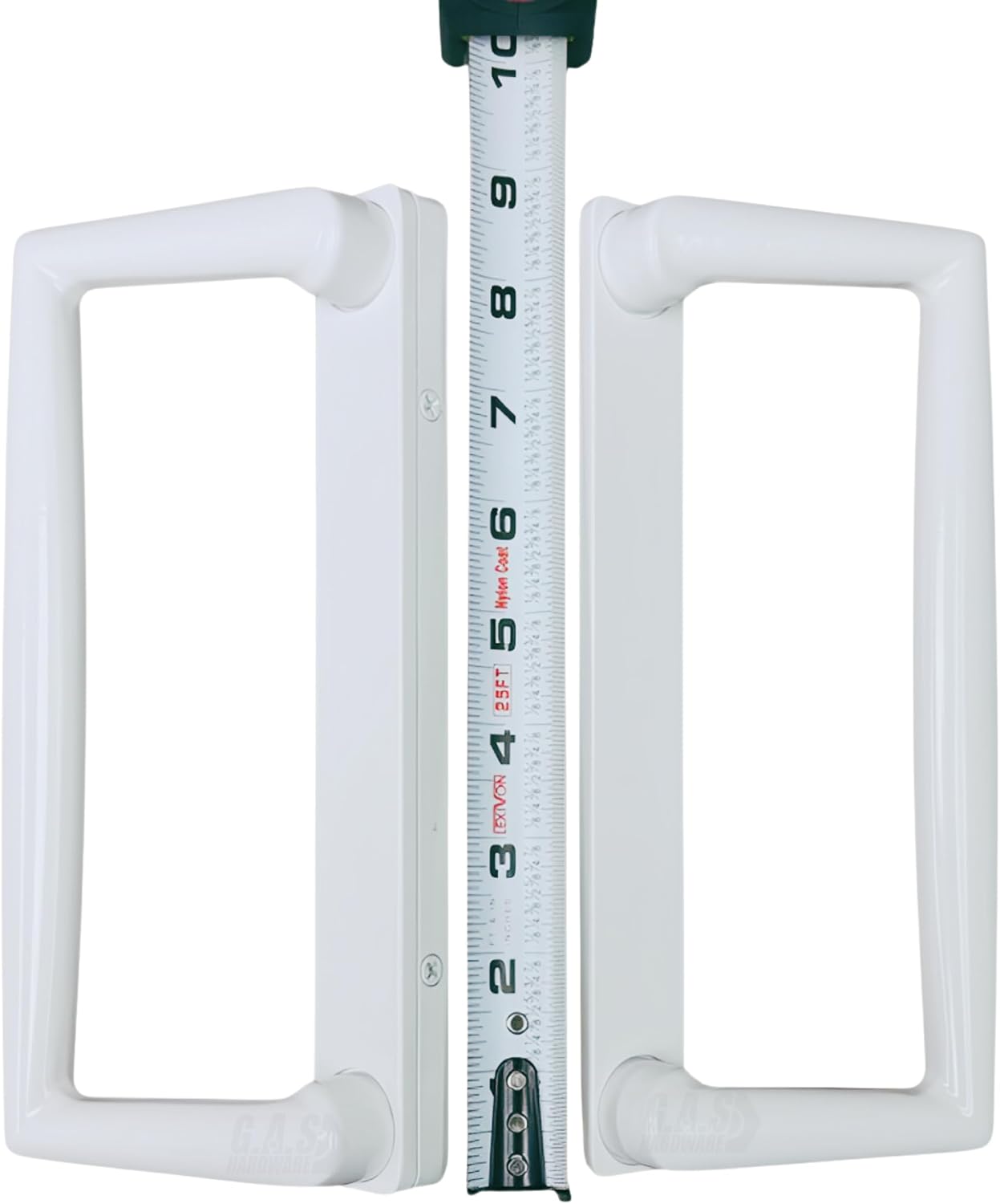 9' White PGT Sliding Glass Patio Door Surface Mount Handle Set Replacement with Thumb Latch Lever, Screws, and Keepers - 4-7/8' Hole Spacing - Fix and Repair Door Hardware