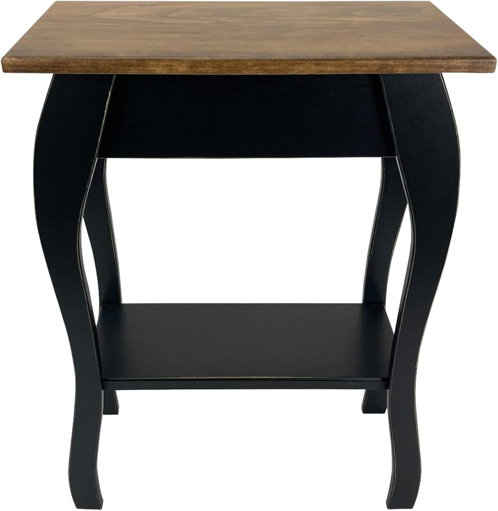 Peaceful Classics Wooden End Table- Amish Handmade Slim Side Table for Living Room, Bedroom, Entry Way, & Hallway, Thin Narrow End Table with 2-Tiered Shelves for Display & Storage, Black