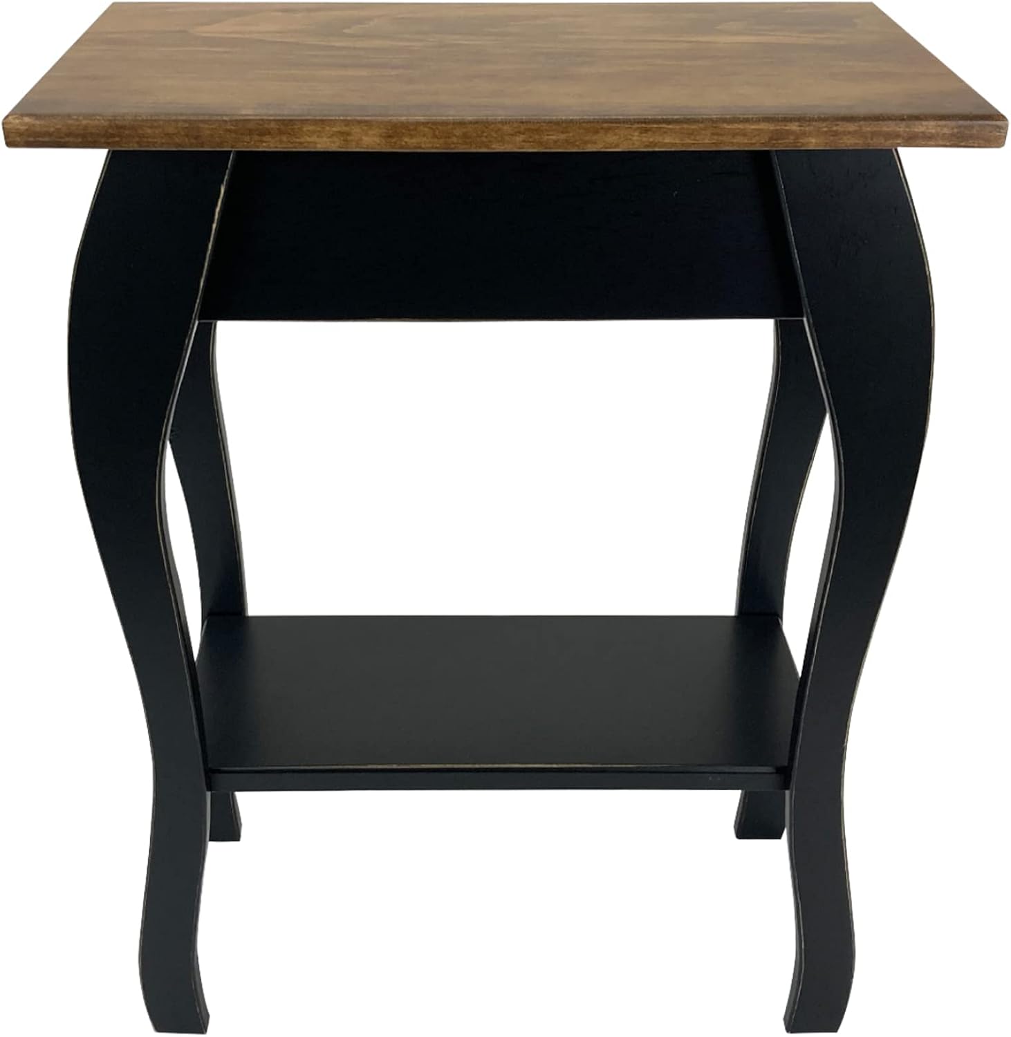 Peaceful Classics Wooden End Table- Amish Handmade Slim Side Table for Living Room, Bedroom, Entry Way, & Hallway, Thin Narrow End Table with 2-Tiered Shelves for Display & Storage, Black