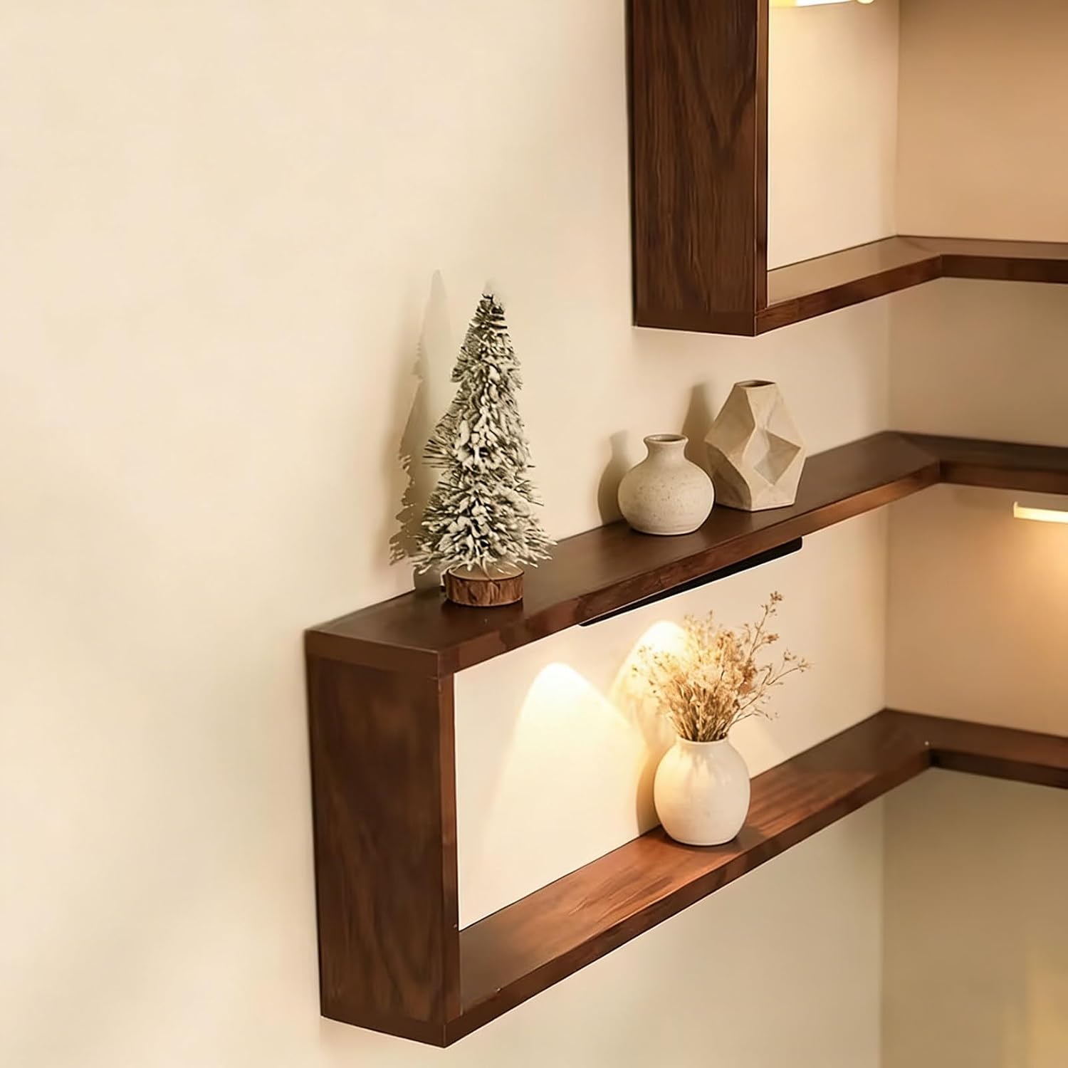 Floating Corner Shelves, Wall Mounted Corner Shelf for Bedroom Decor, Modern Display Shelves for Plants & Books, Space Saving Corner Wall Shelf(L-Shape B 45 x 45 x 20 cm,3 Pack)