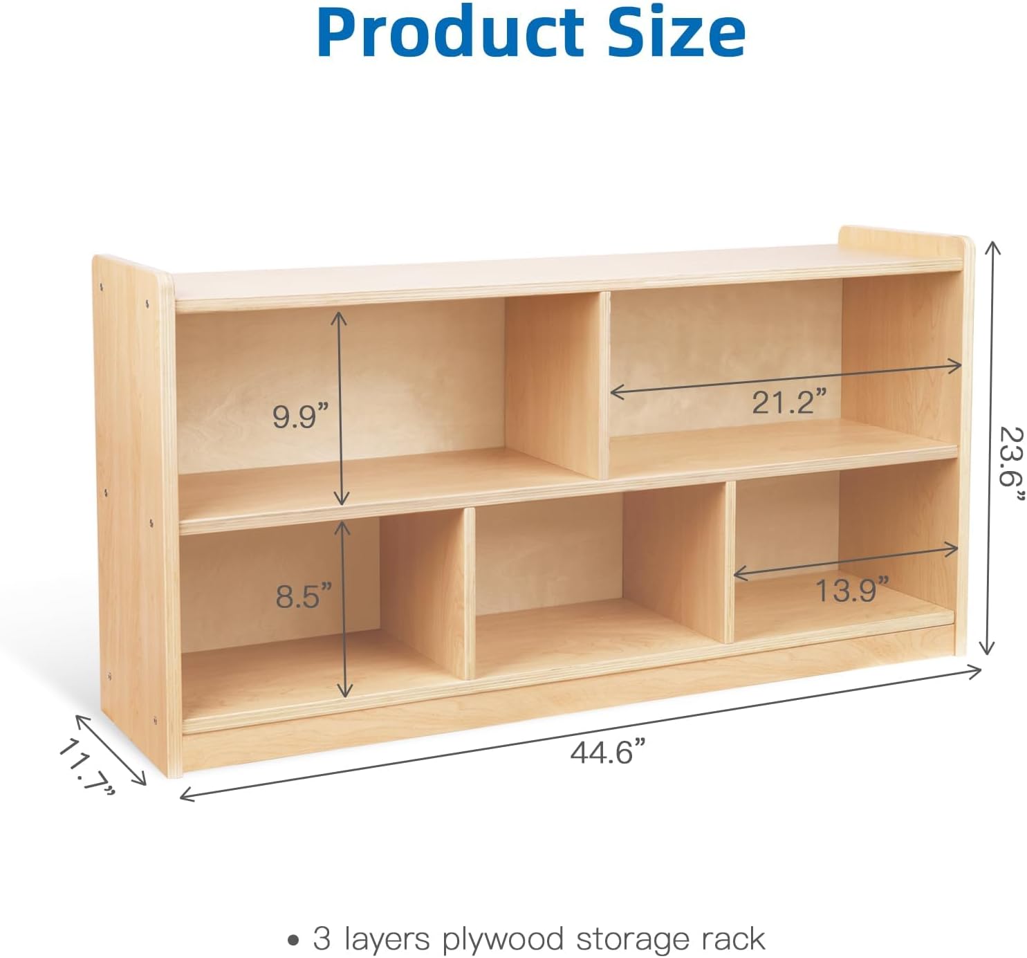 OOOK Montessori Shelf 5-Section Wooden Storage Cabinet, 2-Shelf Toy Organizers and Storage, Kids Classroom Organizer, Playroom, Daycare and Preschool