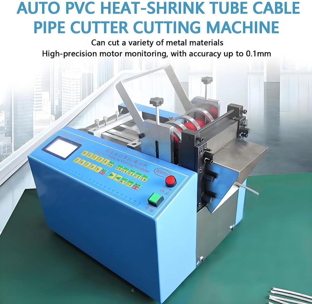 Automatic Heat-Shrink Tube Cutting Machine,250W Tube Cable Pipe Cutter,Electric Fiberglass Sleeving Cutter with 1mm-100mm Cutting Width,0.1mm Cutting Accuracy,for Heat Shrink Tube,Cable