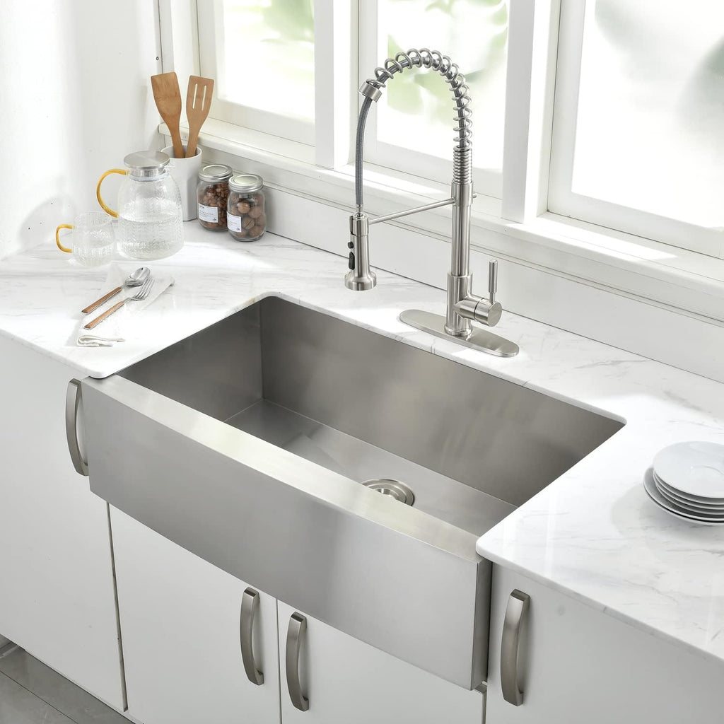 33 Inch Farmhouse Sink Stainless Steel -VOKIM 33x22 Inch Apron Front Kitchen Sink 16 Gauge 304 Stainless Steel Single Bowl Farm Sink