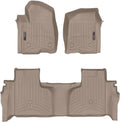 WeatherTech Custom Fit FloorLiners for Chevrolet Silverado 2500HD/3500HD, Silverado 1500 LTD, Sierra 2500HD / 3500HD - 1st & 2nd Row (451436-1-9), Tan