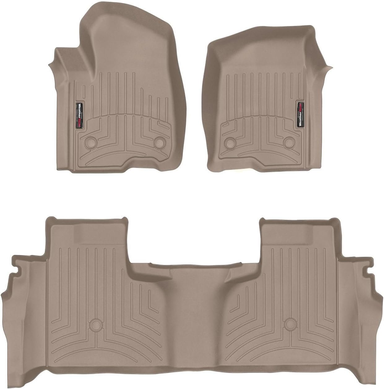 WeatherTech Custom Fit FloorLiners for Chevrolet Silverado 2500HD/3500HD, Silverado 1500 LTD, Sierra 2500HD / 3500HD - 1st & 2nd Row (451436-1-9), Tan