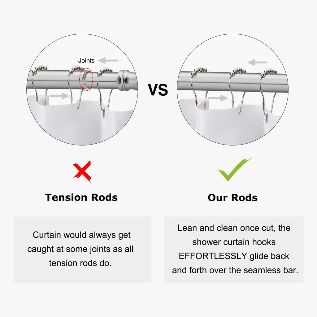 Naiture Dual Corner Rods Double Corner L Shaped Shower Curtain Rod with T Shape Ring Ceiling Support, Stainless Steel 60'' x 30'', Brushed Nickel Finish