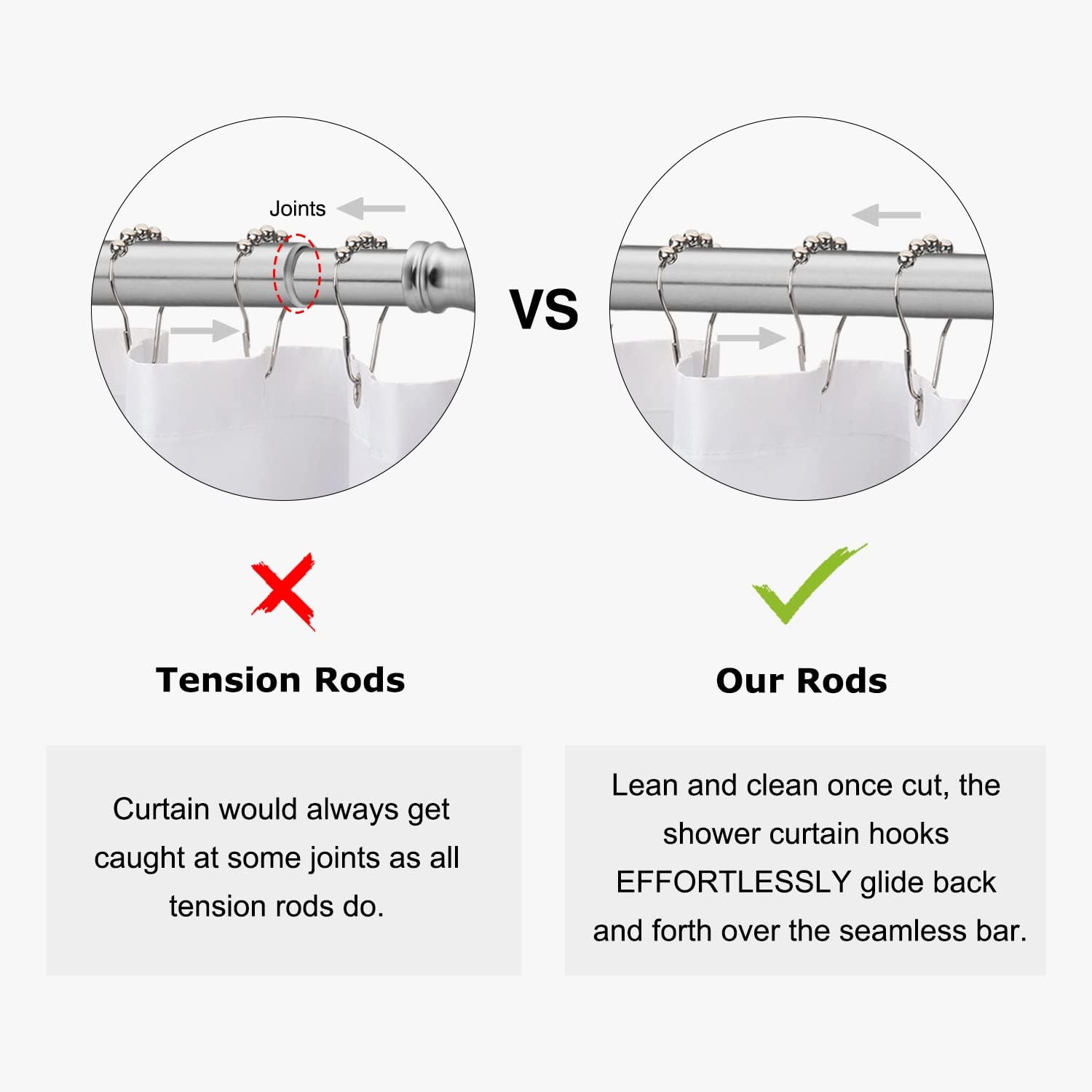Naiture Dual Corner Rods Double Corner L Shaped Shower Curtain Rod with T Shape Ring Ceiling Support, Stainless Steel 60'' x 30'', Brushed Nickel Finish