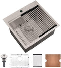 21 Inch Drop In Bar Sink Workstation-Bokaiya 21x20 Small Stainless Steel Drop In Outdoor Rv Sink Wet Bar 16 Gauge Top Mount Single Bowl Kitchen Sink with Cutting Board