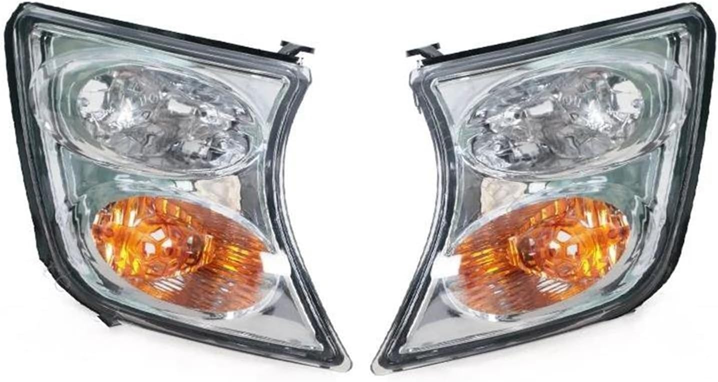 Car Front Bumper Headlight Side Marker Corner Turn Signal Light Lamp No Bulb For Nissan For Patrol Y61 2001 2002 2003 2004 Wing Mirror Indicator(White Right)(Yellow 1pair)