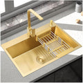 Home Décor Bar Sink Stainless Steel Single Bowl Kitchen Sink with Tap & Drain Assembly Drop in or Undermount (53 * 43 * 21Cm