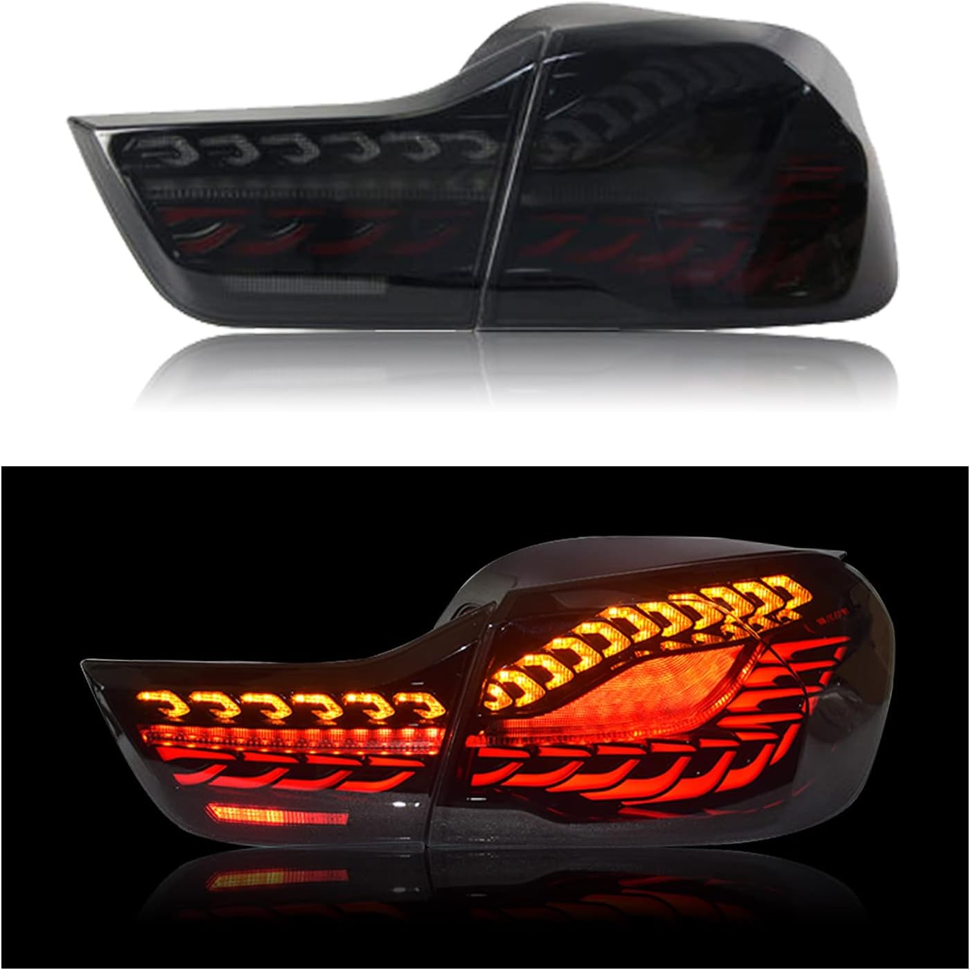 HCmotion LED Tail Lights Assembly For BMW 4 Series M4 F32 F33 F82 F36 F82 F83 Sedan/Convertible/Coupe 2014-2020,LED Rear Lamps With Start-up Animation & Sequential Indicator (S)