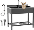 ROVSUN Black Electroplated Stainless Steel Utility Sink with Towel Rack and Storage Shelf, 23.2'D x 41.7'W x 38.9'H, Freestanding Laundry & Prep Sink for Home, Restaurant, Garage, and Outdoor Use