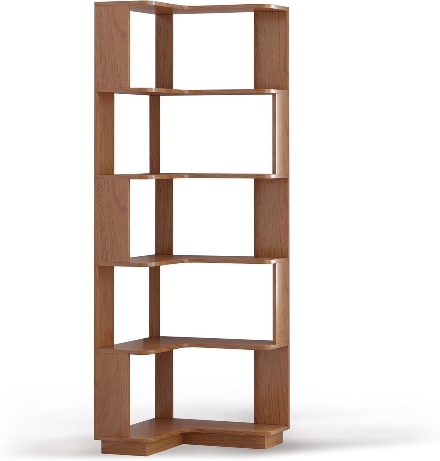 GDFStudio 64.6' Tall L-Shaped Corner Bookshelf, 6-Tier Freestanding Corner Shelf Bookcase with Anti-Drop Panels, Wooden Open Back Display Shelves Organizer for Living Room Bedroom Office, Dark Oak