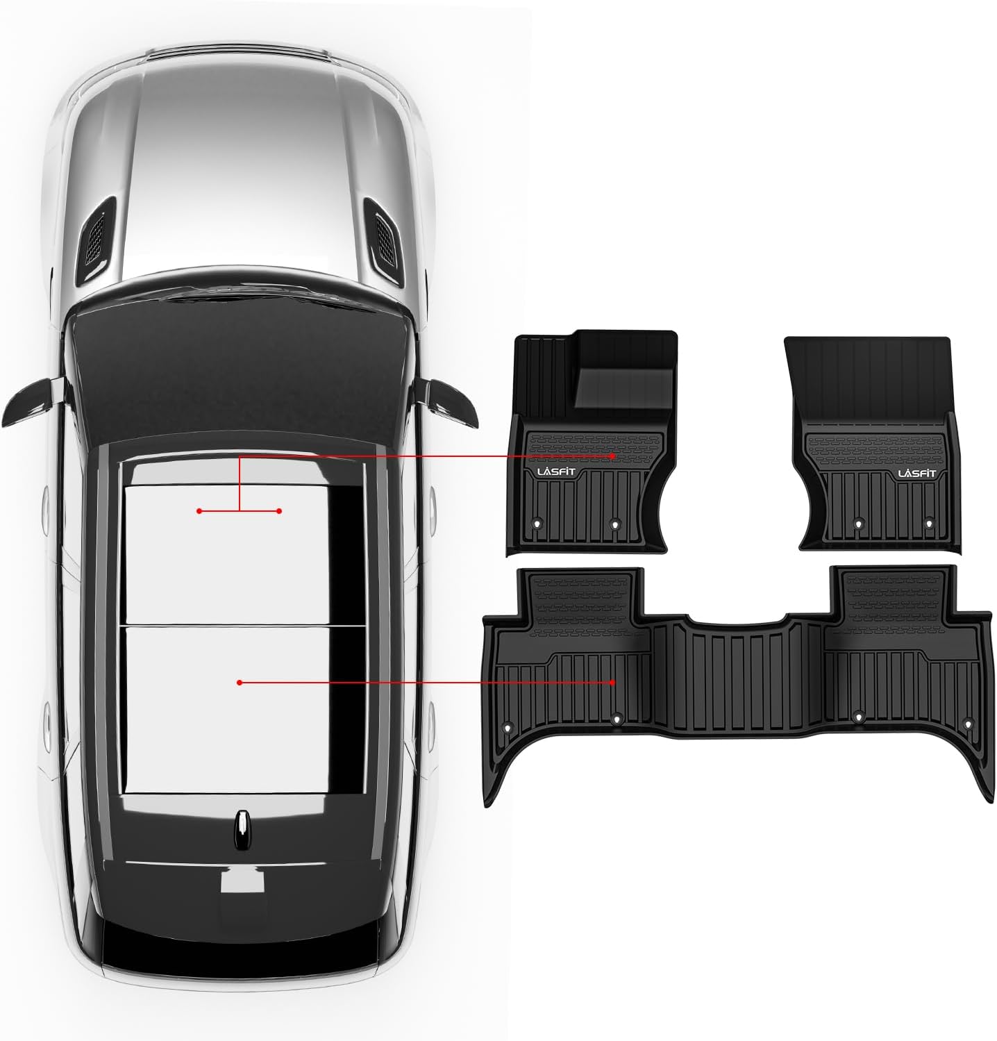 LASFIT Floor Mats for Range Rover Sport 2014-2022 (Not for Discovery/Evoque), TPE All Weather Custom Fit for Land Rover Sport Floor Liners 1st & 2nd Row Car Mats, Black, Easy to Clean