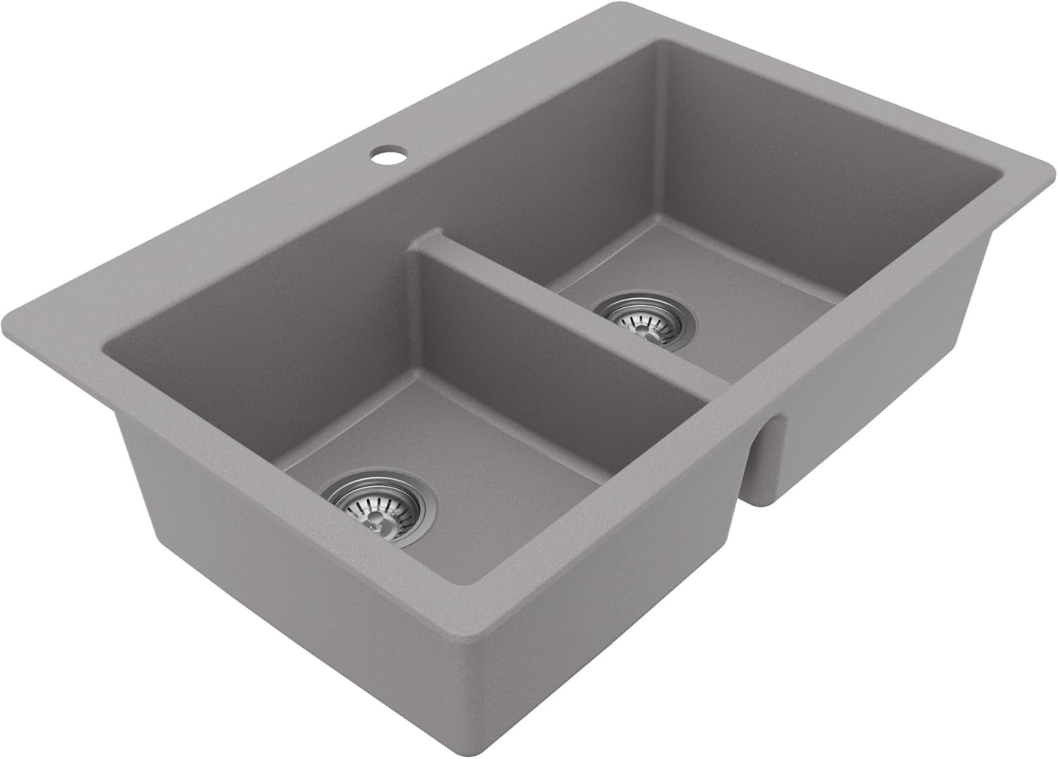 Karran QT-810 33' Top Mount Double Equal Bowl Quartz Kitchen Sink Kit in Grey