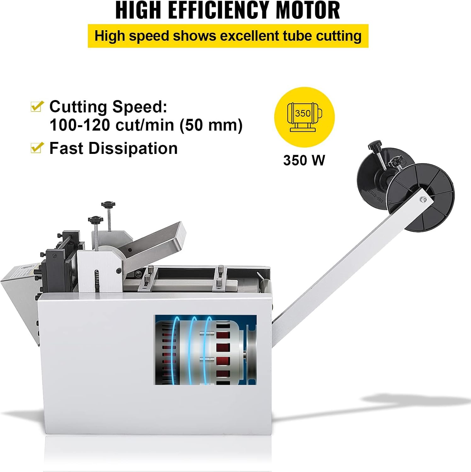 Fully Automatic Heat-Shrink Tube Cutting Machine 250W Electric Tube Cable Pipe Cutter with Micro Computer Control Cutting Width 100 mm for Sleeve Rubber/Plastic Tube,N